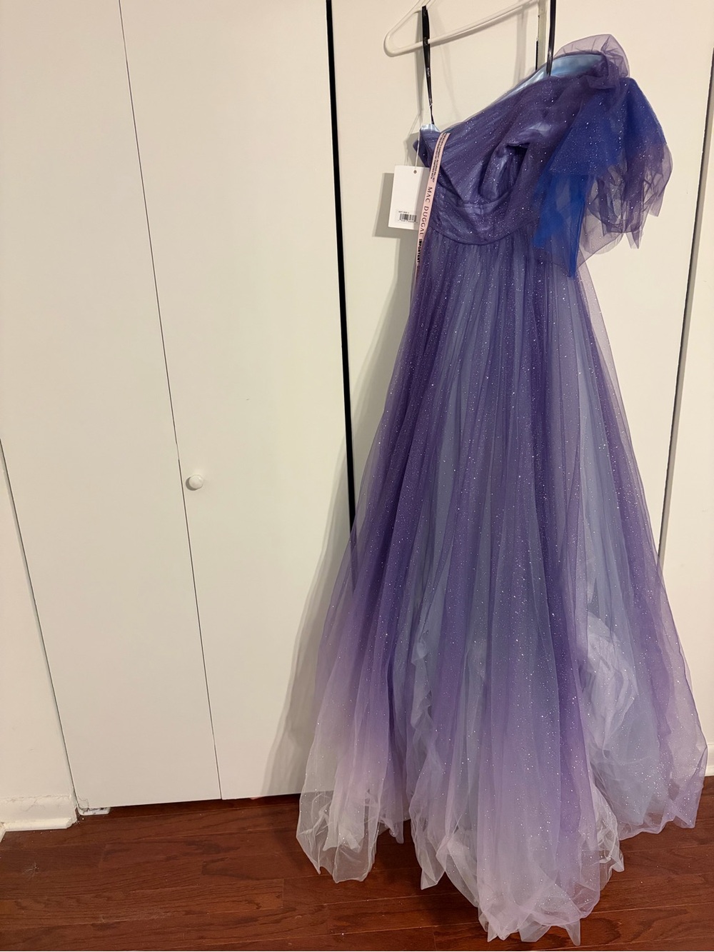 Mac Duggal Purple Ombre One-Shoulder Tulle Gown